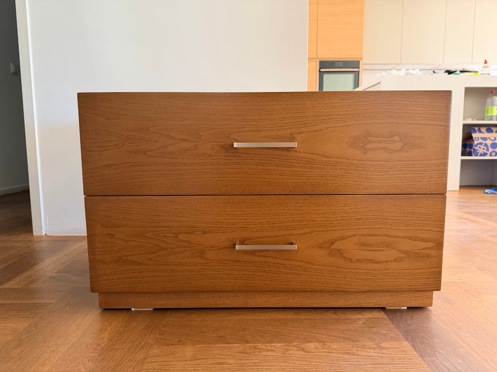 Walnoot Houten Ladekast met 2 Laden, Huis en Inrichting, Kasten | Ladekasten, Ophalen, Gebruikt, 1 of 2 laden, 50 tot 100 cm
