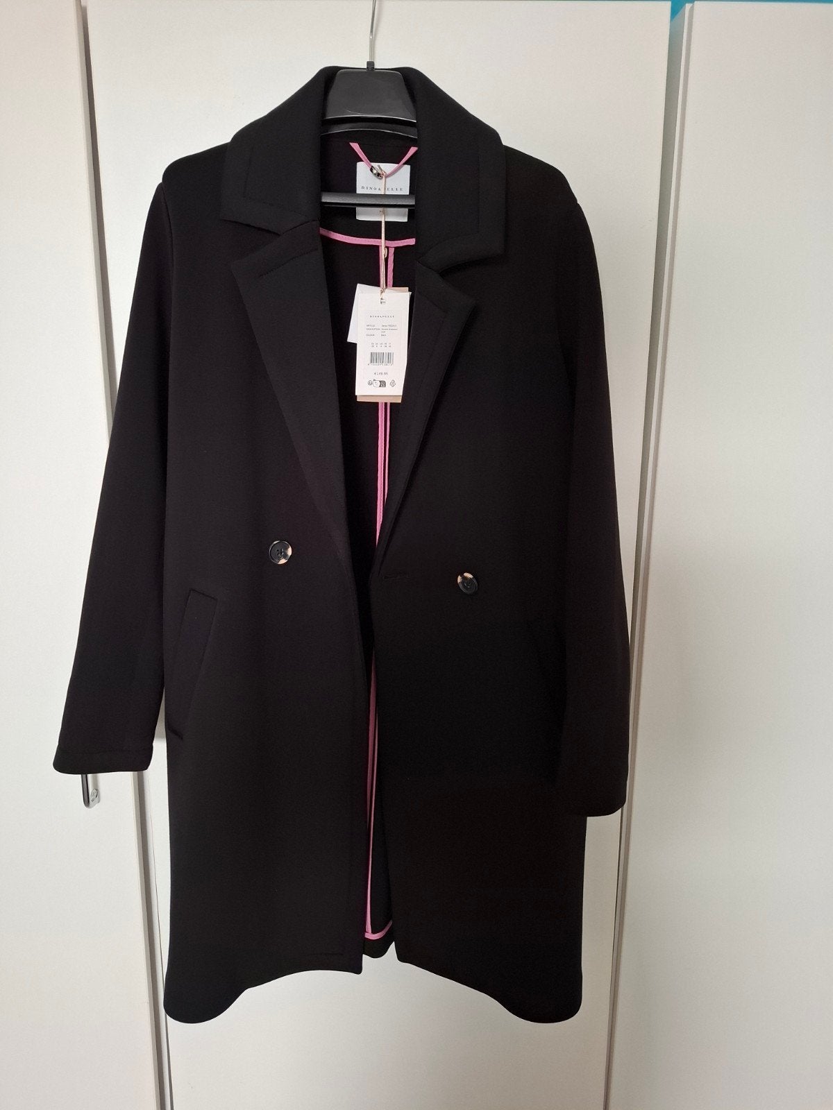 Nieuwe Rino en Pelle jas - Zwart met roze voering - Maat 36, Kleding | Dames, Ophalen of Verzenden, Nieuw, Maat 36 (S), Zwart