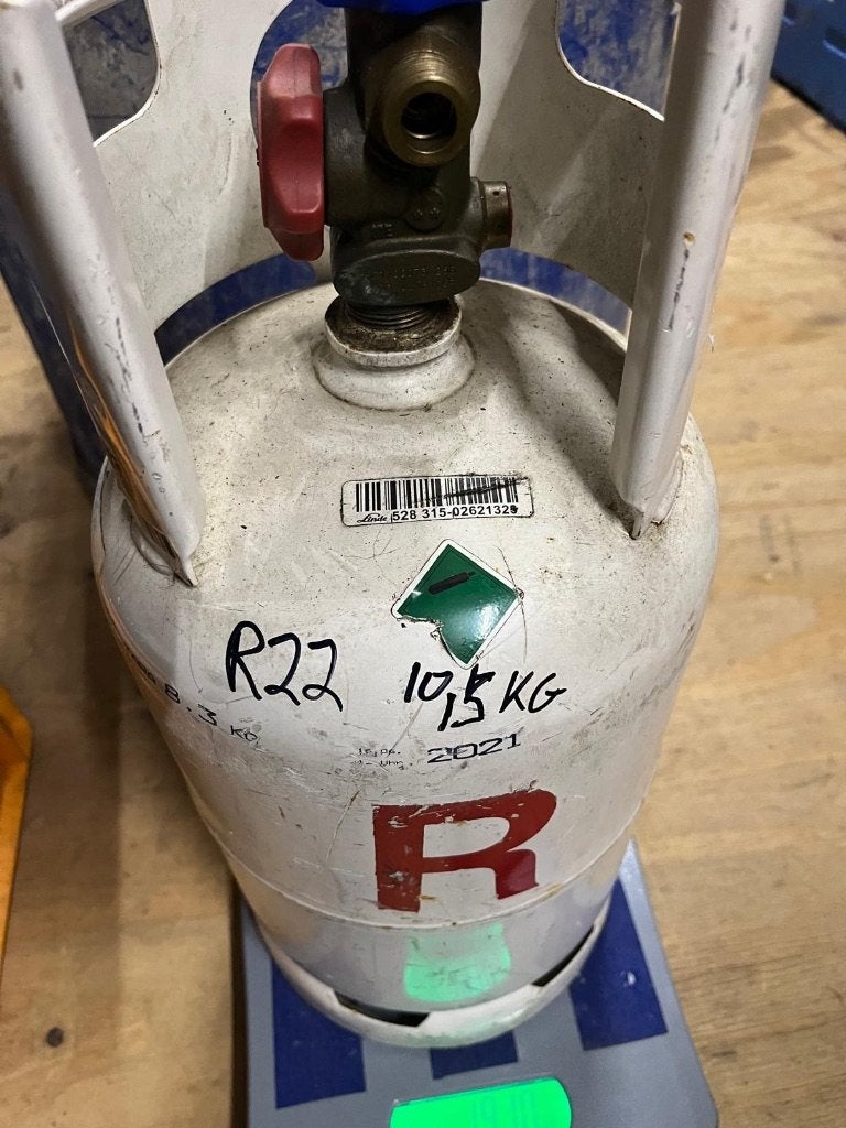 Freon Koudemiddel R22 inclusief cilinder 10,5 en 8,3 KG, Ophalen of Verzenden, Gebruikt
