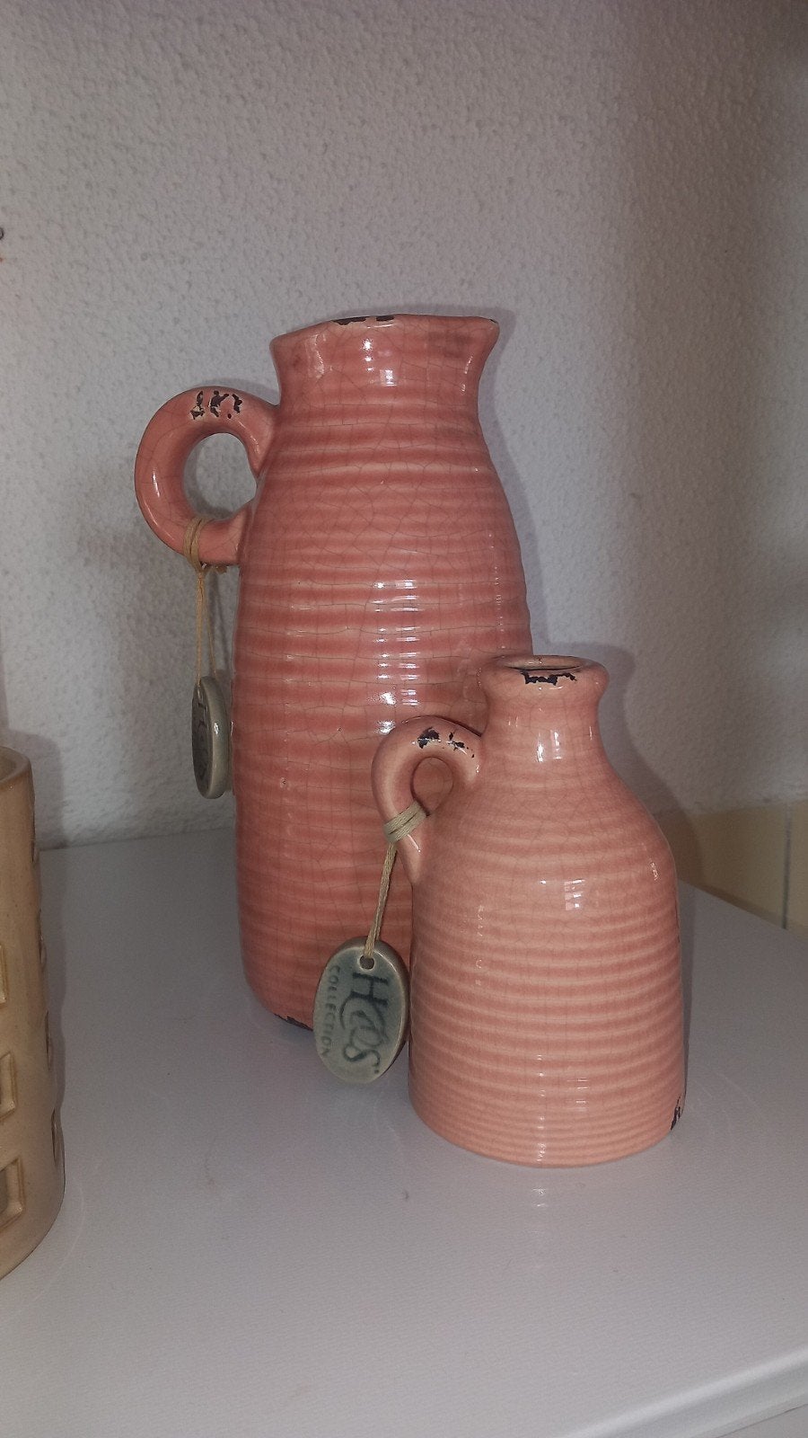 Set van 2 oud roze vaasjes, Ophalen, Roze