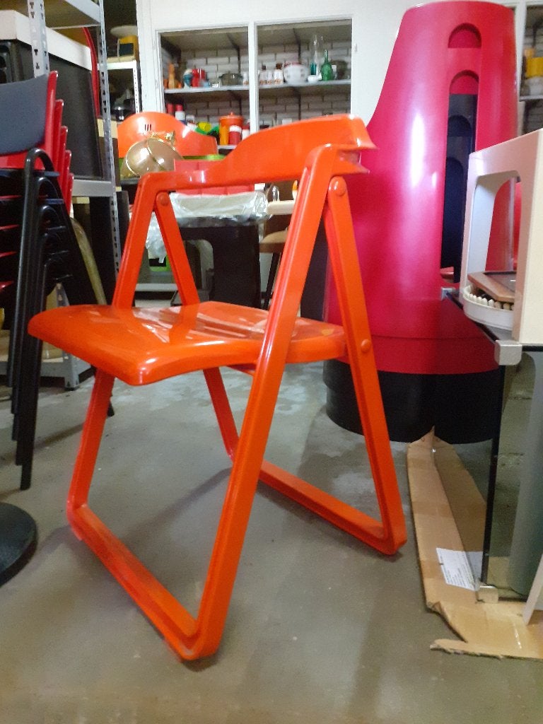 rood kunststof klapstoel jaren 70 design vintage retro 1970s, Kunststof, Gebruikt, Curver, ?