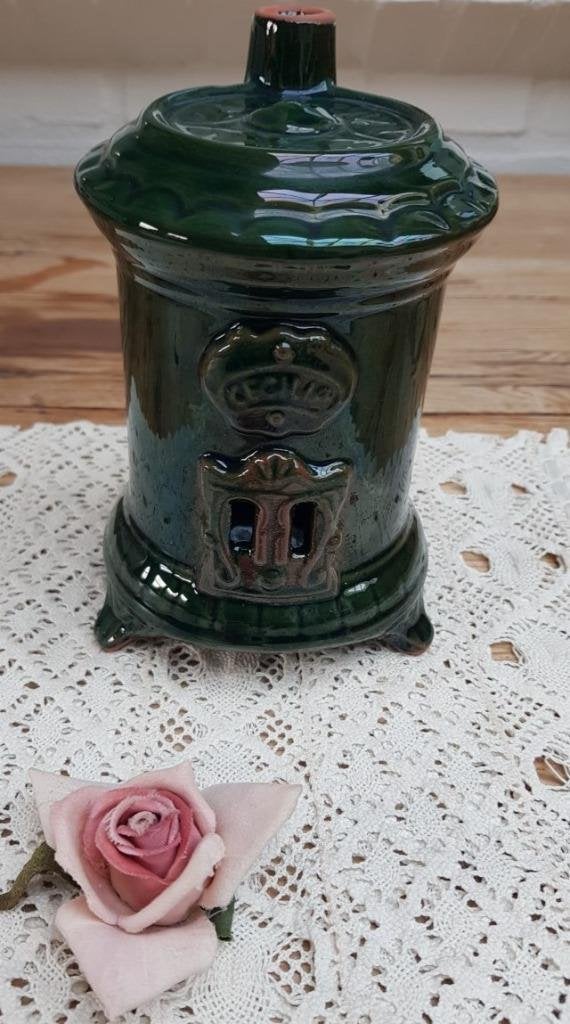 Brocante keramieke theelichthouder kacheltje, Godin stijl, Ophalen of Verzenden