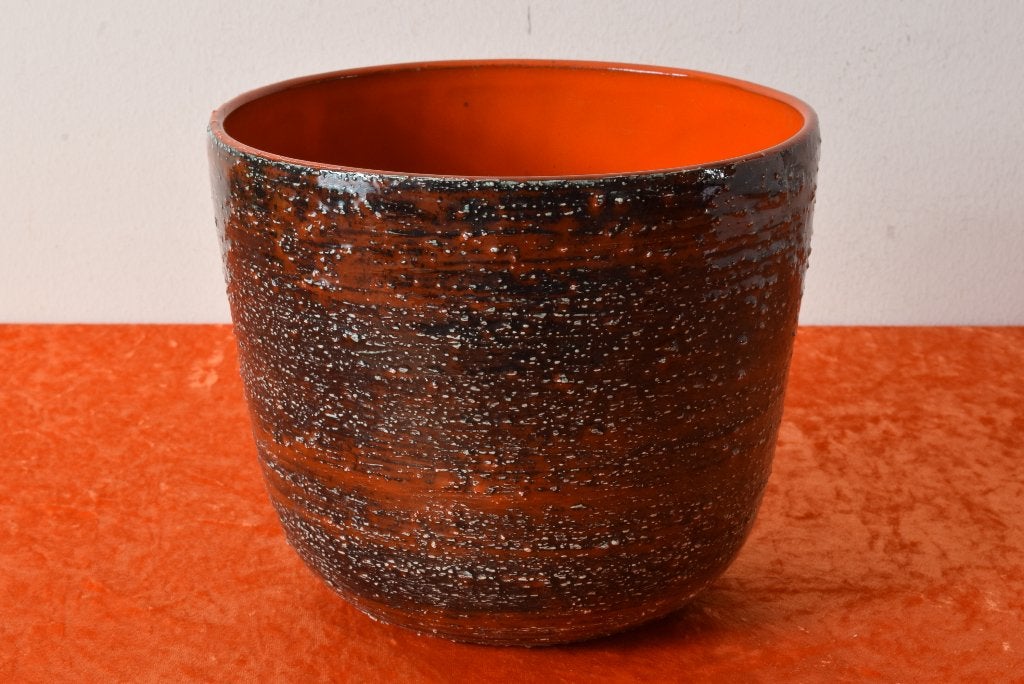 Grote retro vintage jaren 70 chamotte bloempot, Ophalen of Verzenden