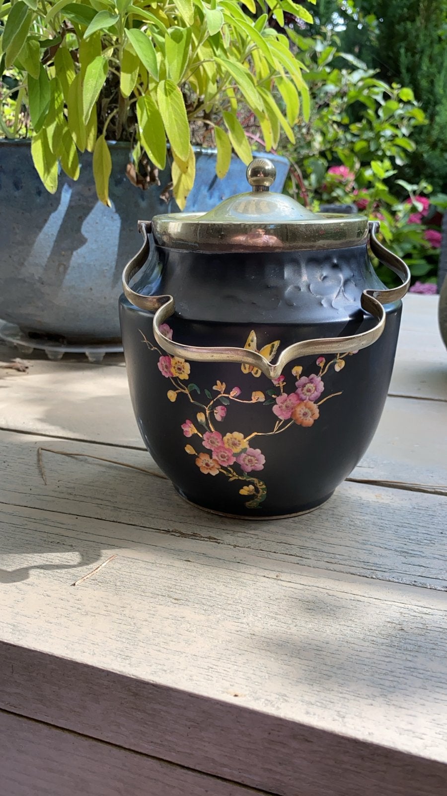 Antieke koektrommel met bloemmotief, Ophalen of Verzenden