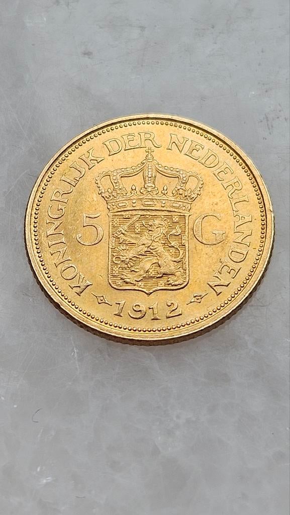 Gouden vijfje 1912, Postzegels en Munten, Munten | Nederland, Ophalen of Verzenden, Koningin Wilhelmina, 5 gulden, Goud