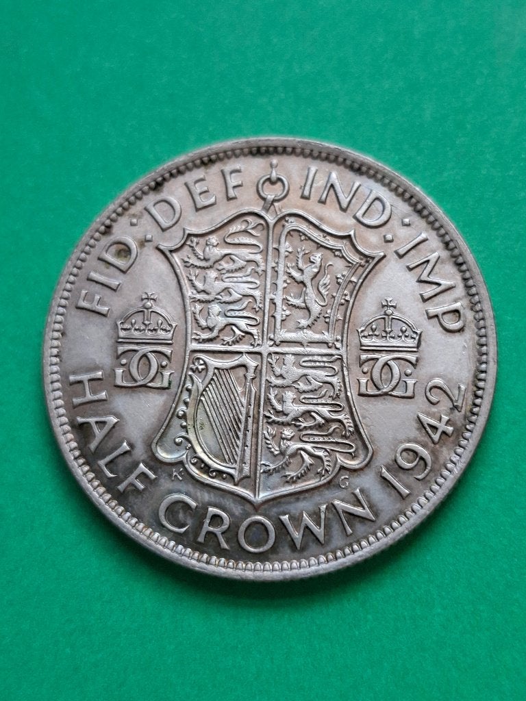 1942 Engeland half crown in zilver George VI, Verzenden, Overige landen, Losse munt, Zilver