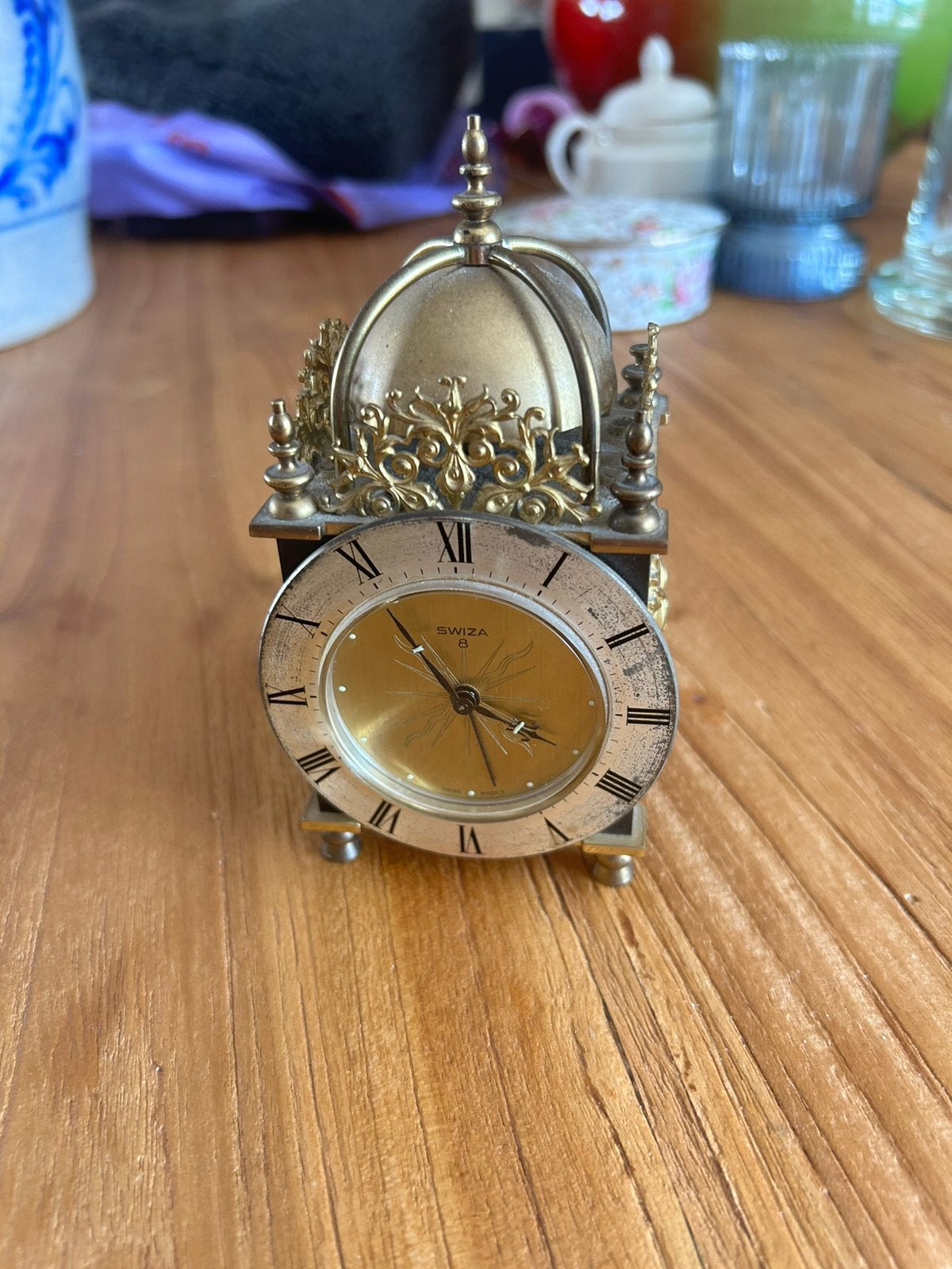 Vintage Swiza klokje lantern clock 5cm, Antiek en Kunst, Ophalen of Verzenden