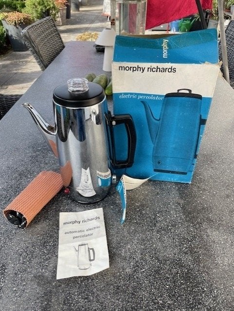 Vintage chromen Percolator van Morphy Richards, Ophalen of Verzenden, Nieuw, Overige modellen, Gemalen koffie
