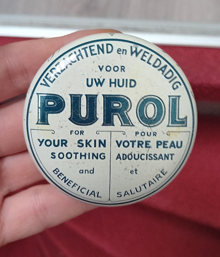 vintage blik purol, Verzenden, Gebruikt, Overige