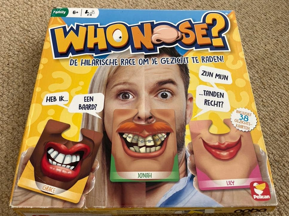 Who Nose? Familiespel, Drie of vier spelers, Ophalen, Gebruikt