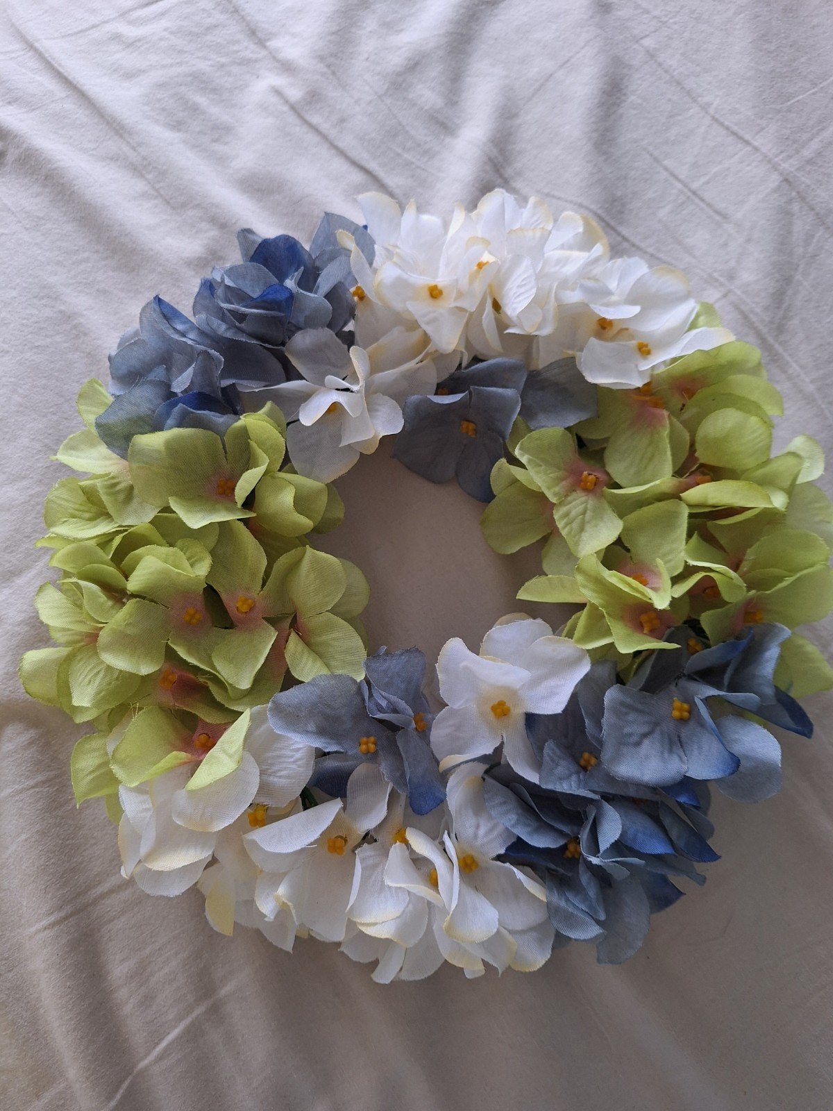 Hortensia Krans - Kunstbloemen, Ophalen of Verzenden, Zo goed als nieuw
