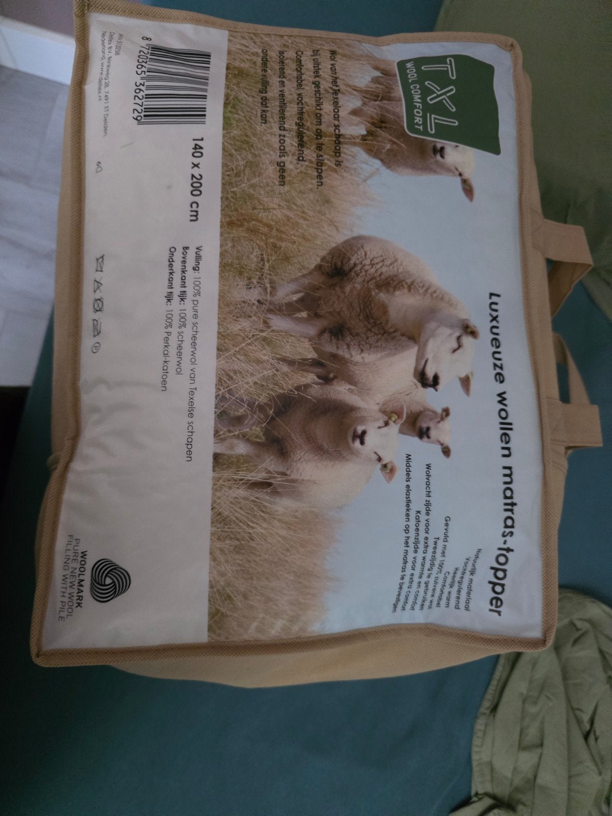 Luxe wollen matrastopper 140x200 cm - Texelse schapenwol, Ophalen, 140 cm, Matras, 200 cm