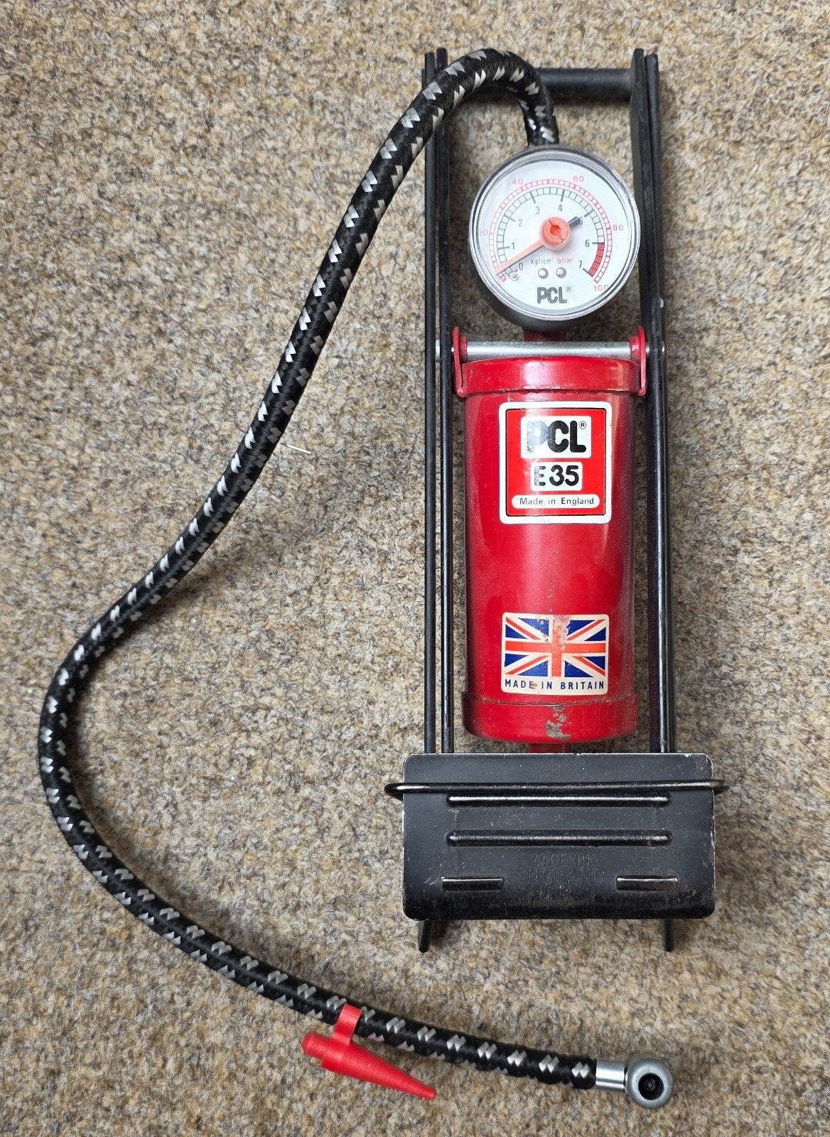 PCL 35 Voetpomp met Drukmeter - Made in Britain, Ophalen of Verzenden, Drukmeter, Gebruikt