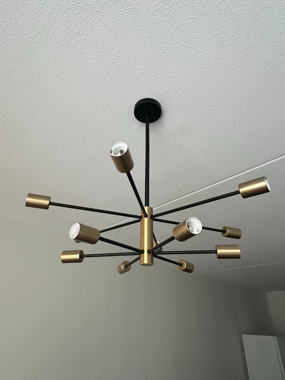 Modern Sputnik Chandelier - Black/Gold, Huis en Inrichting, Ophalen, Zo goed als nieuw, Metaal, E27 (groot)