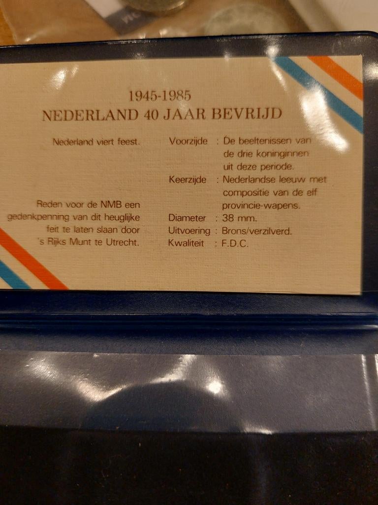 NMB herdenkingsmunt 1945-1985 40 jaar bevrijd, Postzegels en Munten, Munten | Nederland, Ophalen