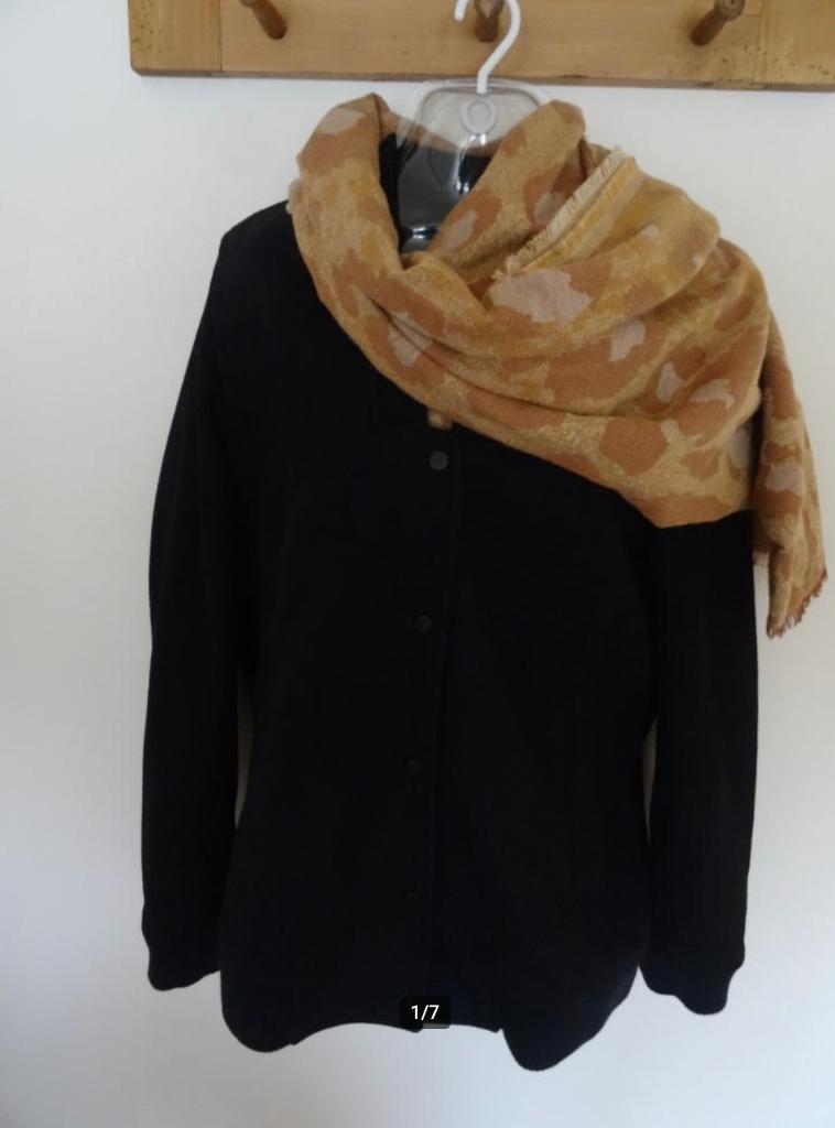 AllSaints zwart wolvilt tussen jasje met ribmanchetten mt 42, Kleding | Dames, Zwart, Maat 42/44 (L), Allsaints, Ophalen of Verzenden