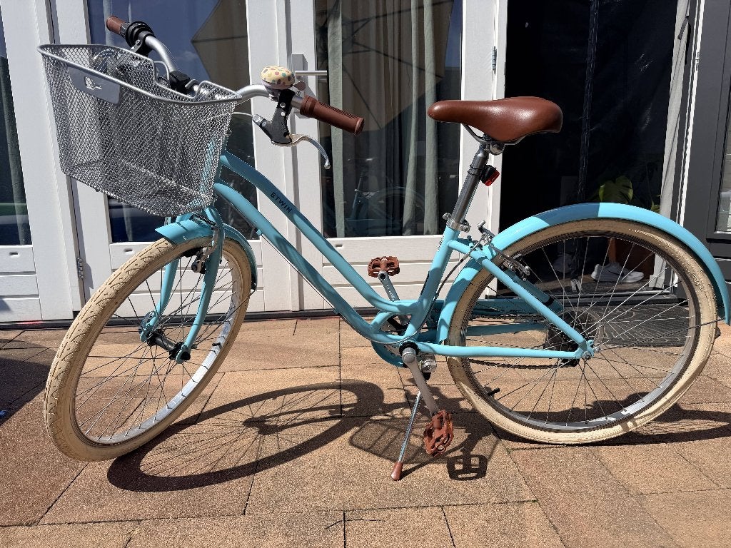 Meisjes stadsfiets 24 inch Elops 500 blauw, Fietsen en Brommers, Fietsen | Meisjes, Ophalen, Velgrem, Versnellingen, BTWIN