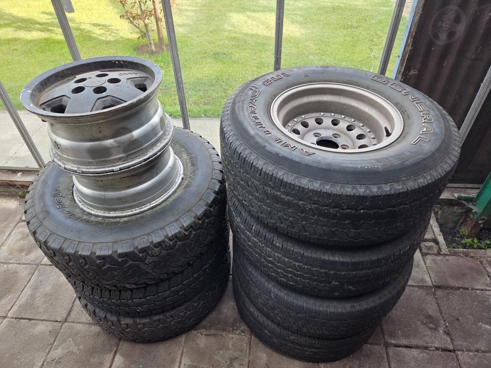 Twee setjes velgen voor jeep wrangler tj, Auto-onderdelen, Ophalen, Gebruikt, 15 inch, Banden en Velgen