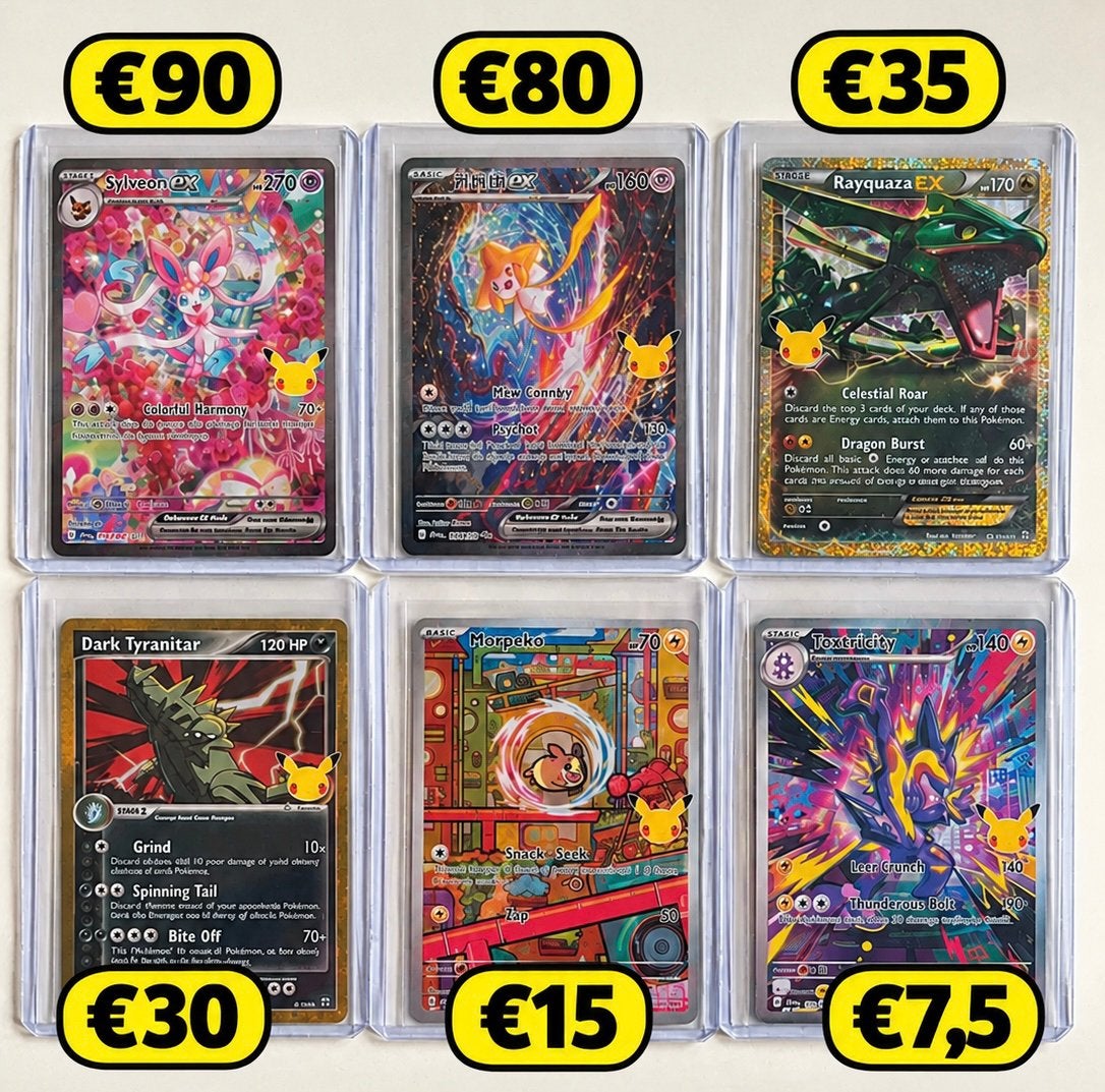 Pokémon Celebrations Kaarten Set - Sylveon, Rayquaza, Toxtri, Ophalen, Zo goed als nieuw, Meerdere kaarten