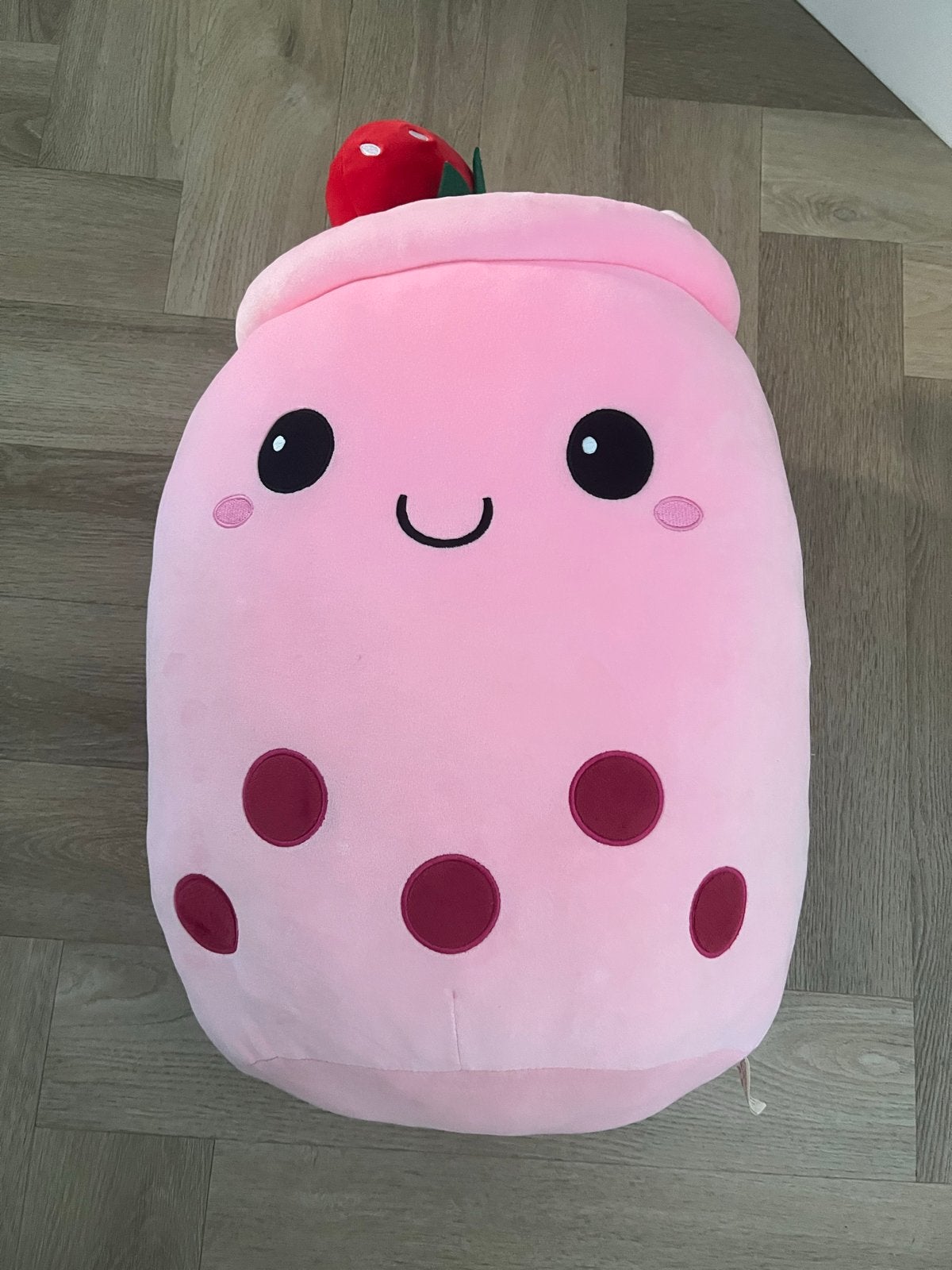 Grote roze Bubble Tea knuffel met aardbei, Ophalen, Overige merken, Overige typen, Zo goed als nieuw