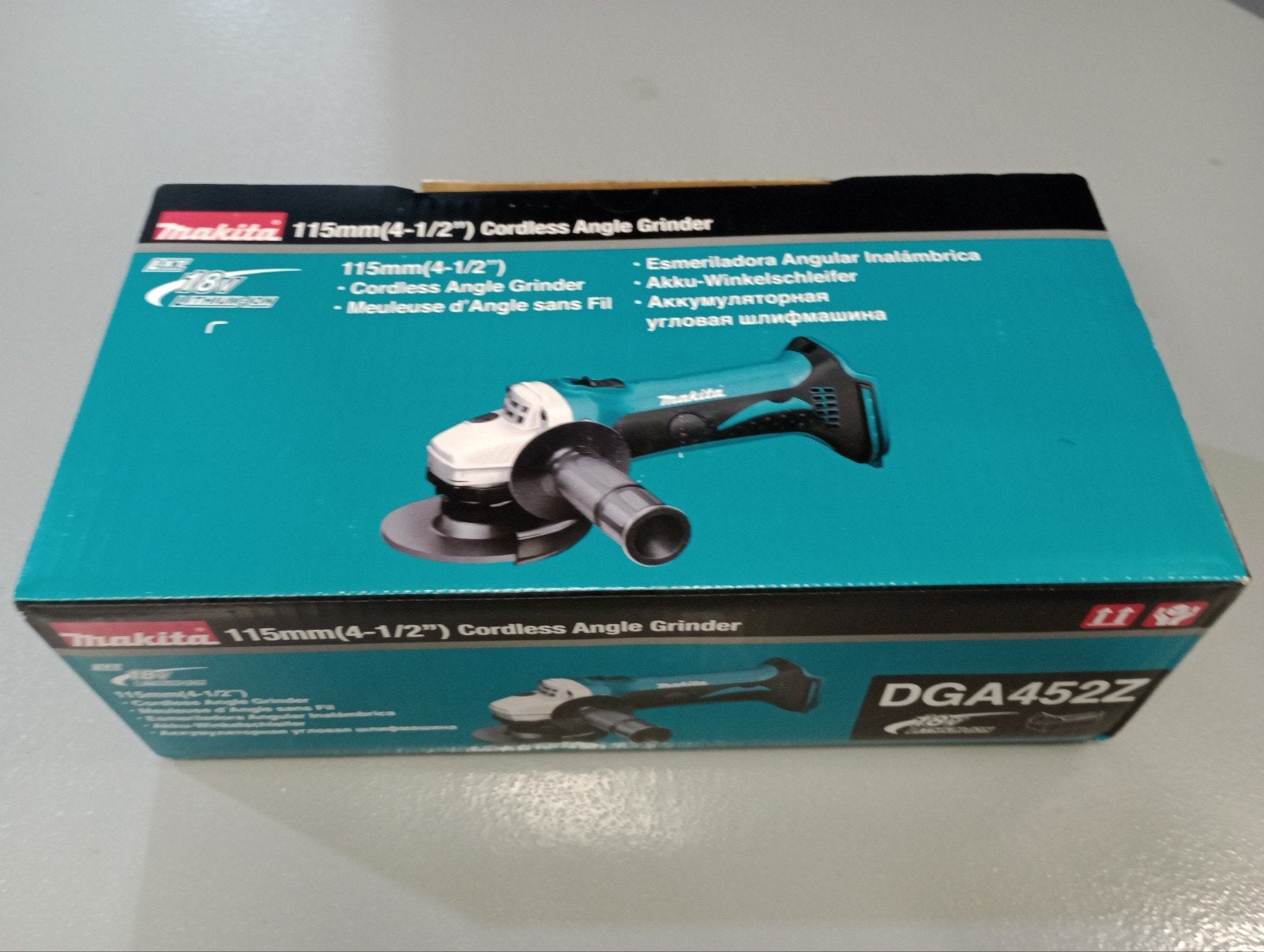 Makita DGA452Z 18V Accu Haakse Slijper, Ophalen of Verzenden, Nieuw, Minder dan 700 watt, Haakse handslijpmachine