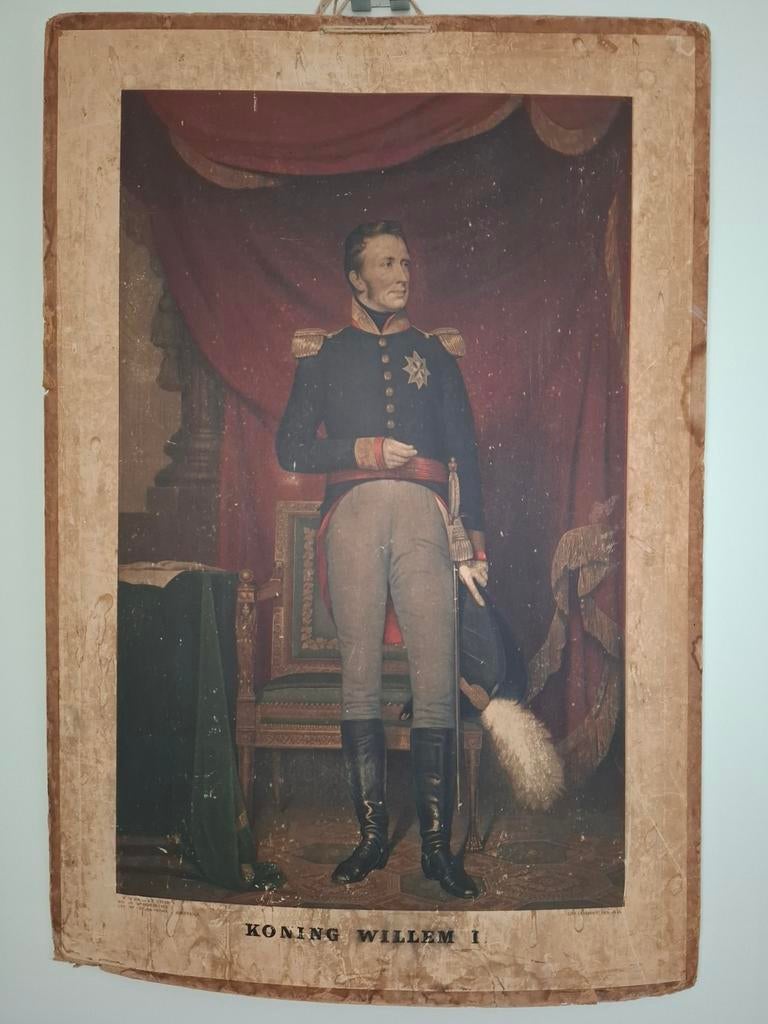 Mooie Oude Schoolplaat van Koning Willem 1  !!!, Antiek en Kunst, Kunst | Schilderijen | Klassiek, Ophalen