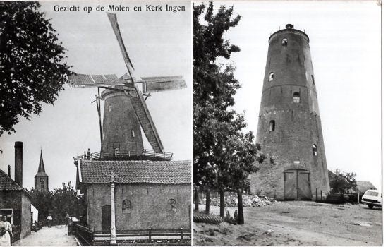 (ZH156) Ansichtkaart Ingen molen 'Op hoop van beter' 1970, Verzamelen, Ophalen of Verzenden, 1960 tot 1980, Ongelopen, Gelderland