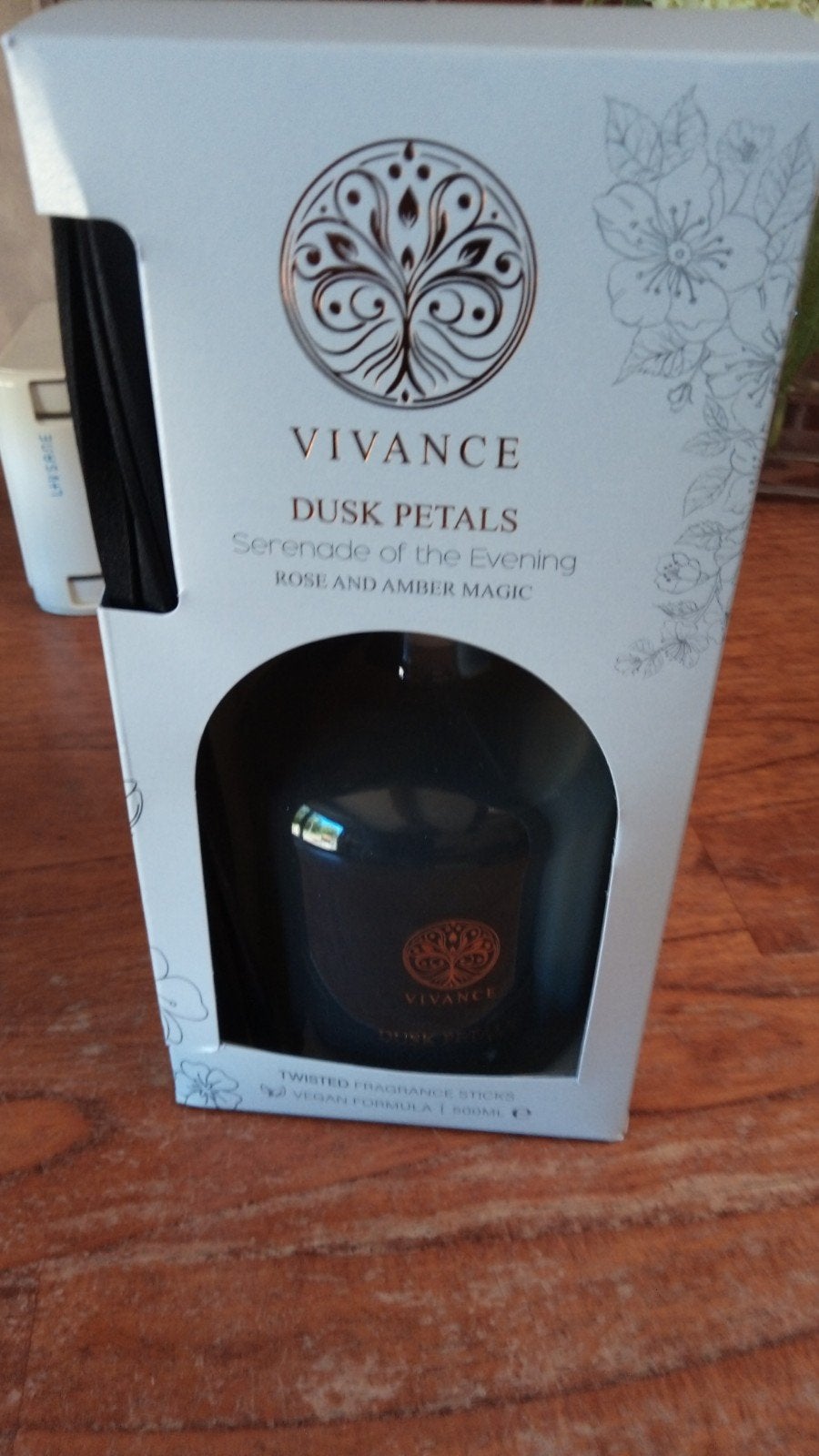 Vivance Dusk Petals Geurstokjes 500 ml - Rose & Amber Magic, Ophalen of Verzenden, Nieuw, Zwart, Glas