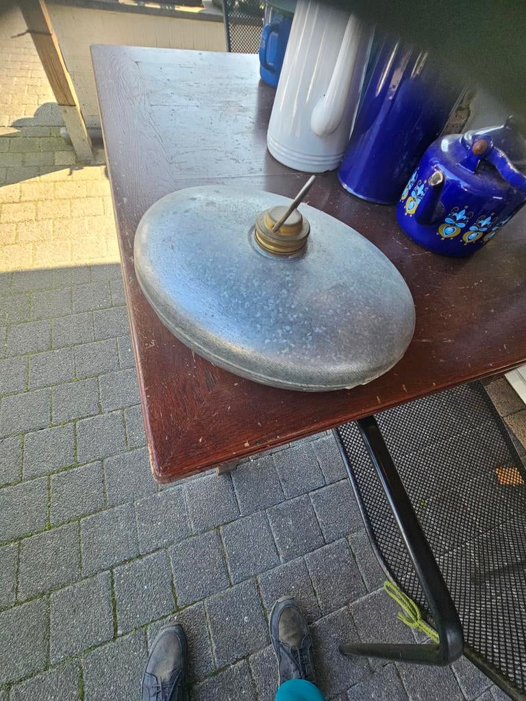 Vintage metal bedkruik - Ovale warmwaterkruik, Antiek en Kunst, Ophalen of Verzenden