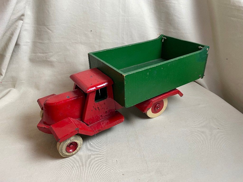 Oude houten bakwagen speelgoedauto jaren 50, Antiek en Kunst, Antiek | Speelgoed, Ophalen of Verzenden