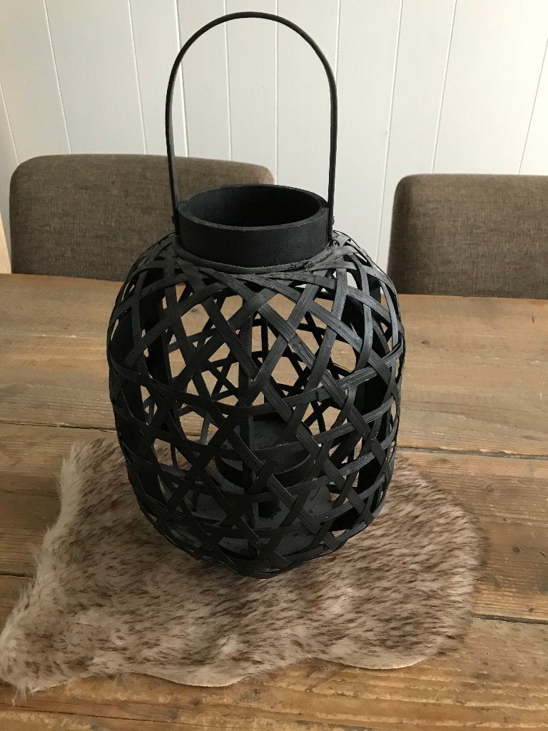zwarte lantaarn, Huis en Inrichting, Lantaarn, Zwart, Natuurlijk materiaal, 43 cm