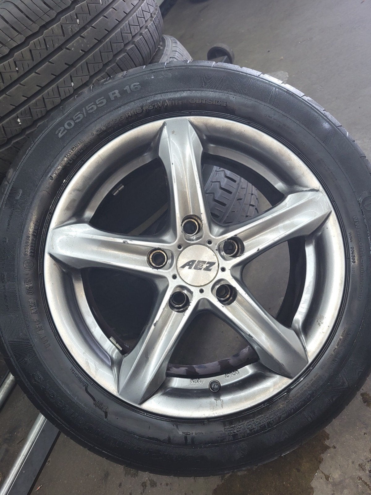 AEZ 16 inch velgen met Continental zomerbanden 205/55/16, Auto diversen, Ophalen, Gebruikt