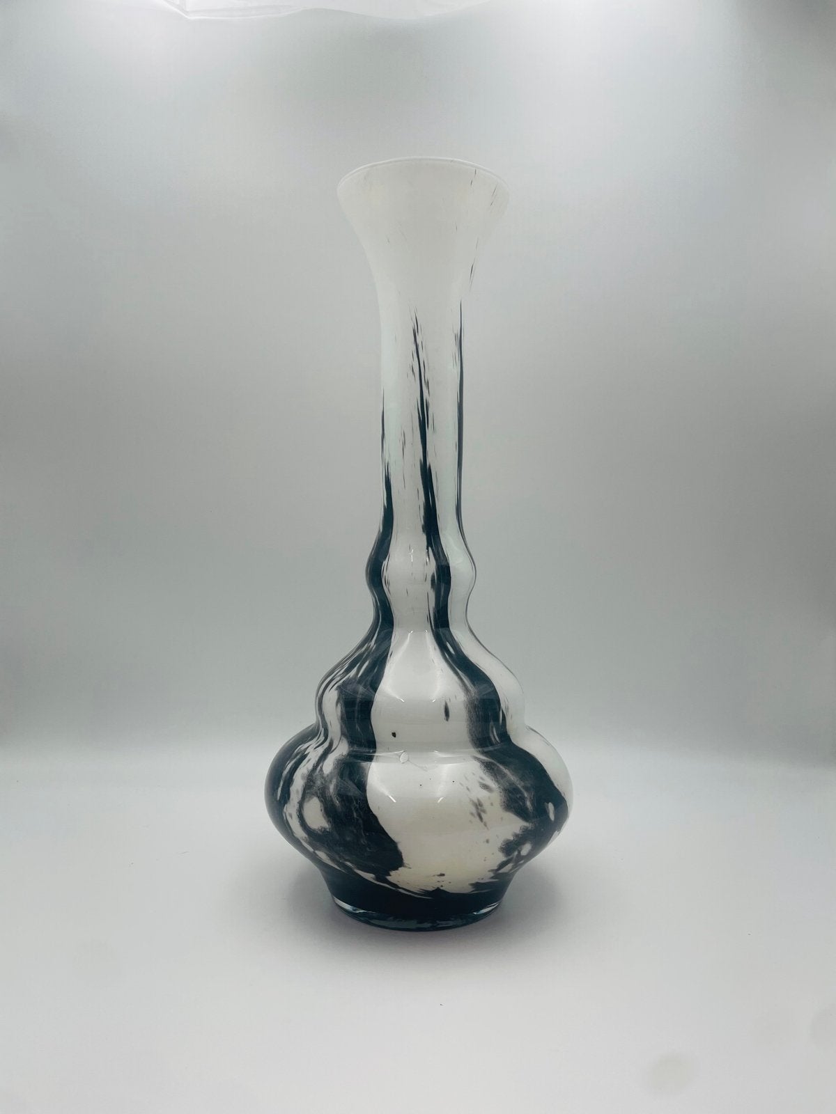 Grote Opaline Murano Vaas - Zwart en Wit Marmerpatroon, Ophalen of Verzenden