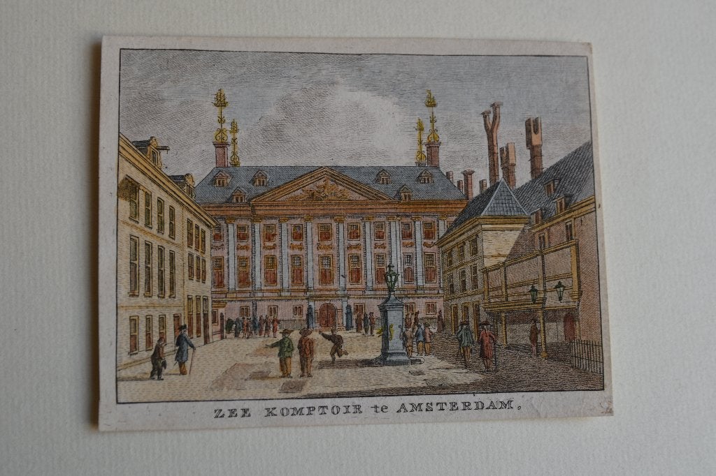 AMSTERDAM STADHUIS PRINSENHOF Kopergravure J. Bulthuis E42, Antiek en Kunst, Kunst | Etsen en Gravures, Verzenden, Stadsgezicht