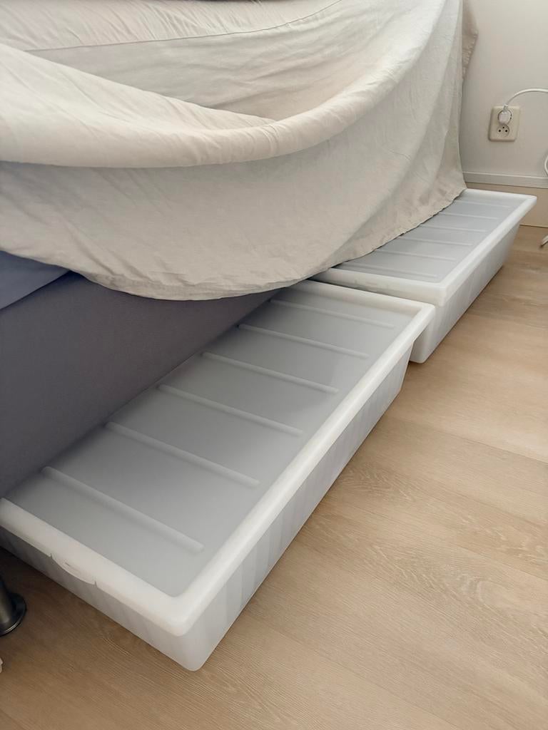 Boxspring ikea 160x200, Ophalen, Gebruikt, Beige, Tweepersoons