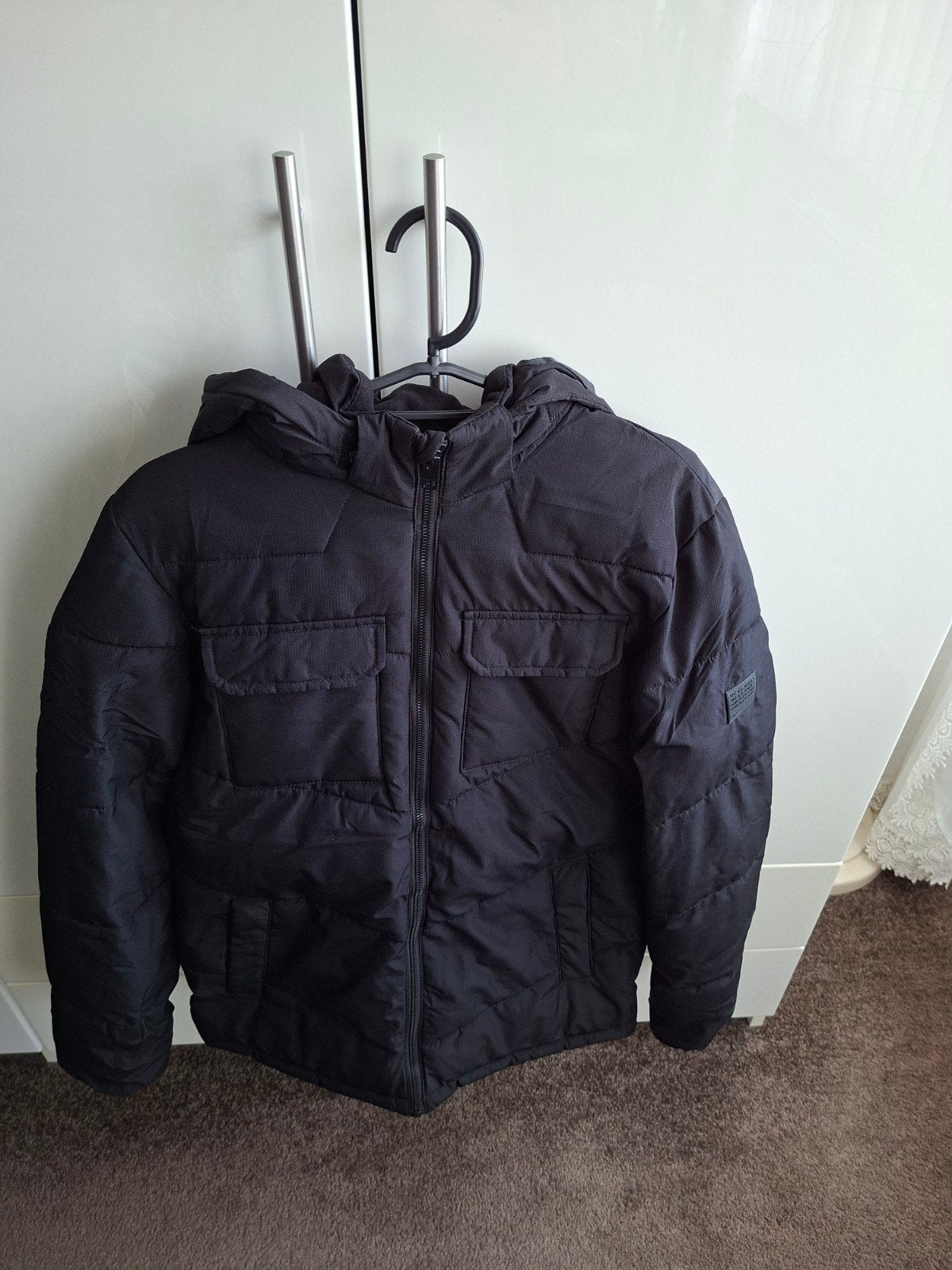 jack and jones winterjas zwart maat 176, Ophalen, Zo goed als nieuw, Jas, Jongen