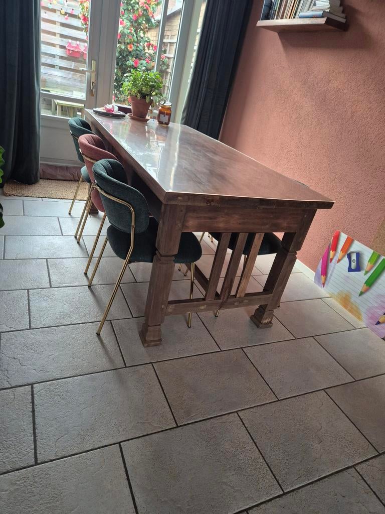 Houten eettafel, Gebruikt, Vijf personen of meer, 150 tot 200 cm, Rechthoekig