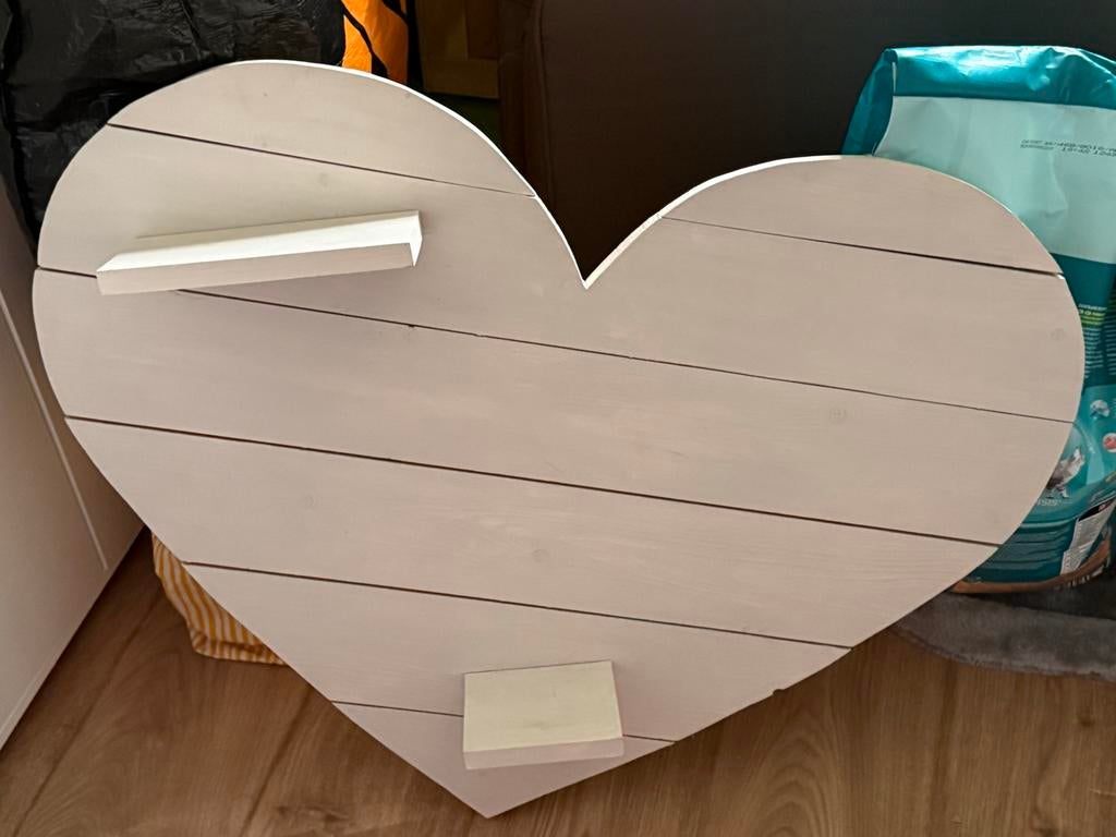 Houten hart wanddecoratie wit, Ophalen, Gebruikt, Hout, Decoratieobject