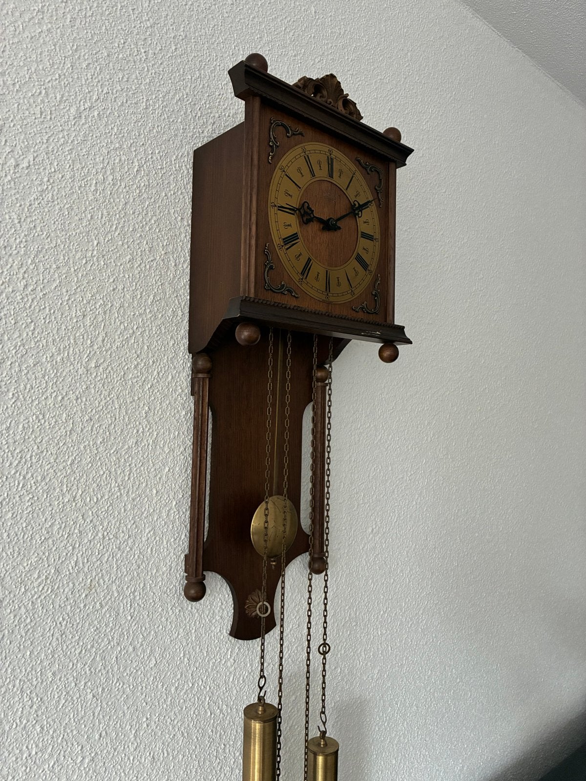 Antieke Wandklok met Slagwerk en Gewichten, Antiek en Kunst, Ophalen of Verzenden