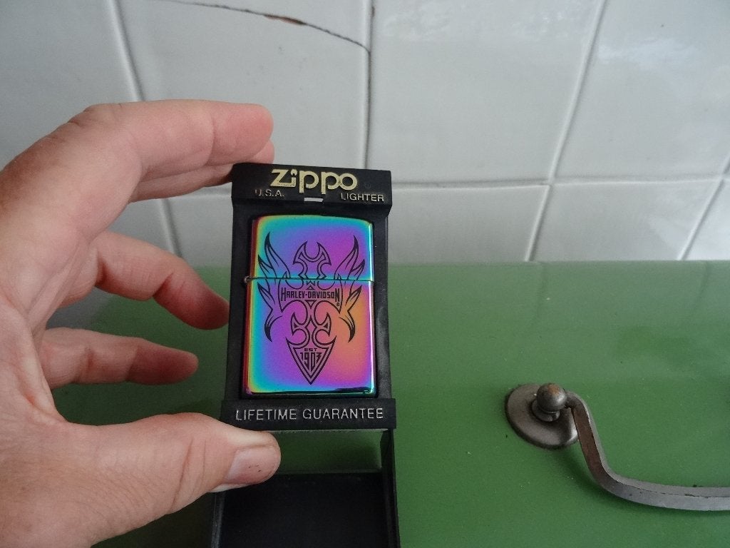 Oude aansteker Zippo Harley Davidson, Ophalen, Gebruikt, Aansteker