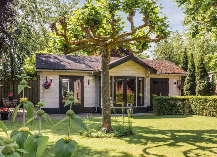 Tuinhuis met dubbele deuren en ramen (+/-40m2), Ophalen, Gebruikt, 400 cm of meer, 500 cm of meer