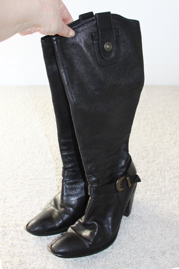 Prachtige Soepele Leren Dames Laarzen (Maat 40) - s8 € 75,-, Hoge laarzen, Zwart, Ophalen of Verzenden, Onbekend