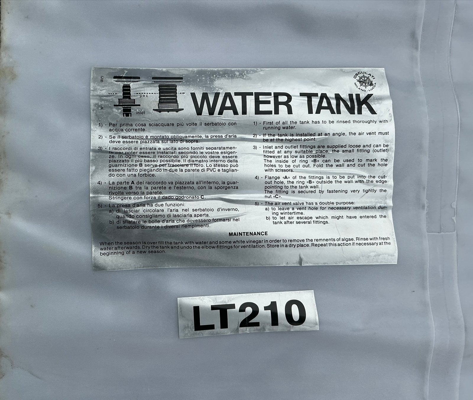 Flexibele watertank LT210 - 3 stuks, Ophalen, Gebruikt, Kombuis en Sanitair