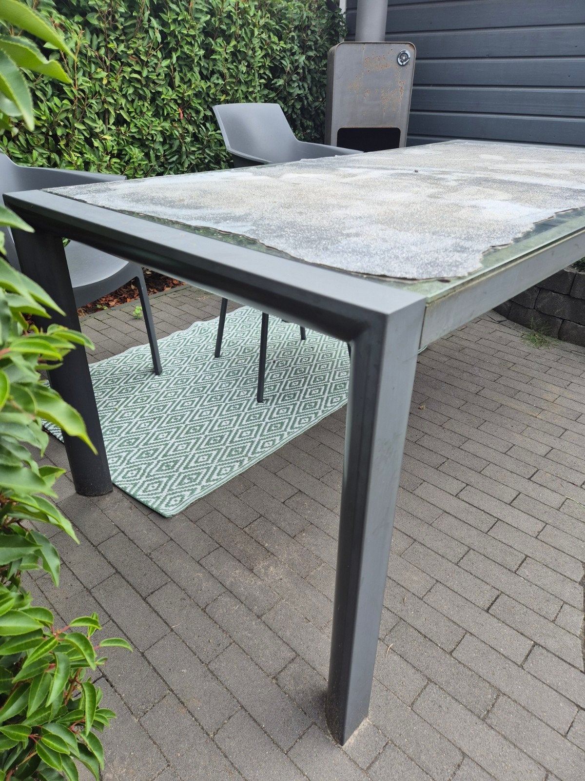 Gratis tuintafel staal/ glas, Ophalen, Gebruikt, Rechthoekig, Metaal