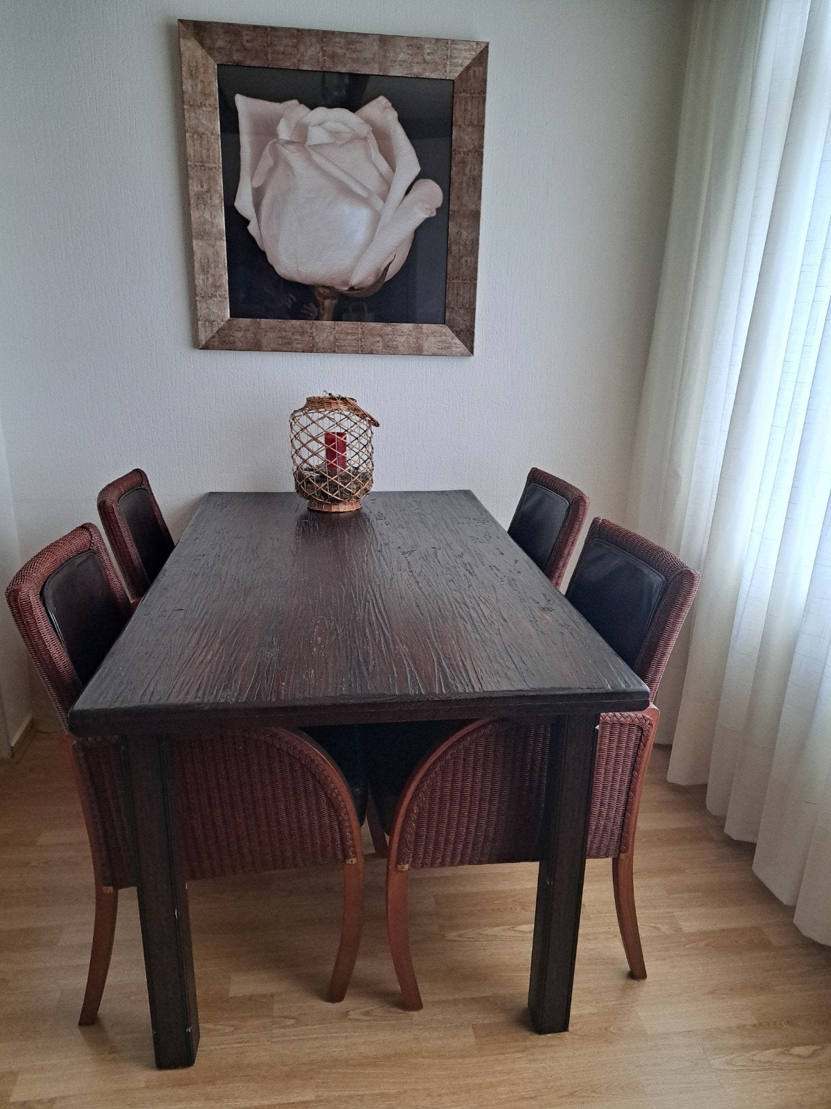 Elegante eetkamerstoelen met riet en leer (6 stuks), Huis en Inrichting, Tafels | Eettafels, Ophalen of Verzenden, Gebruikt, Klassiek, Landelijk