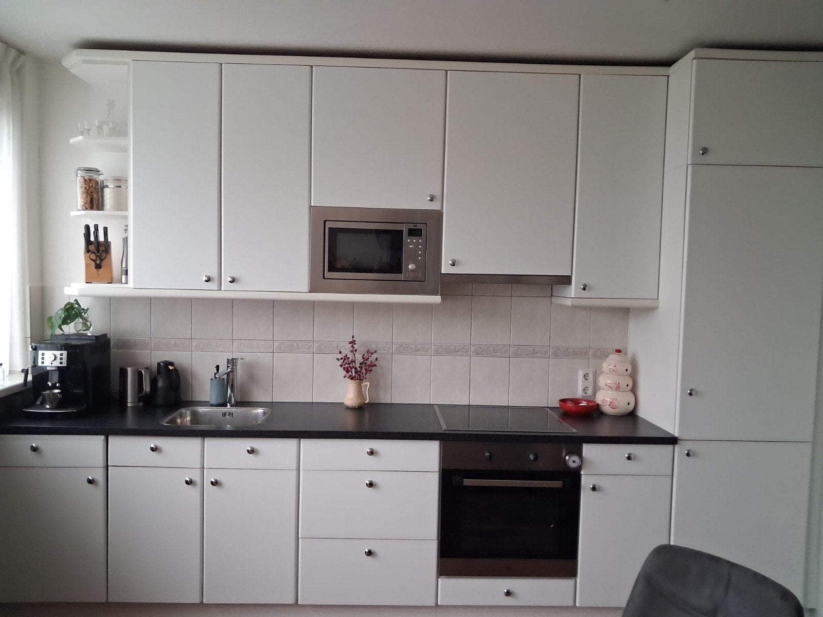 Complete keuken met inbouwapparatuur - 2,97 m breed, Ophalen, Gebruikt, Wit