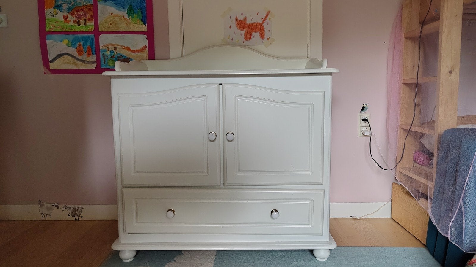 Witte Brocante Commode/Kast, Ophalen, Gebruikt, 50 tot 70 cm, 75 tot 100 cm