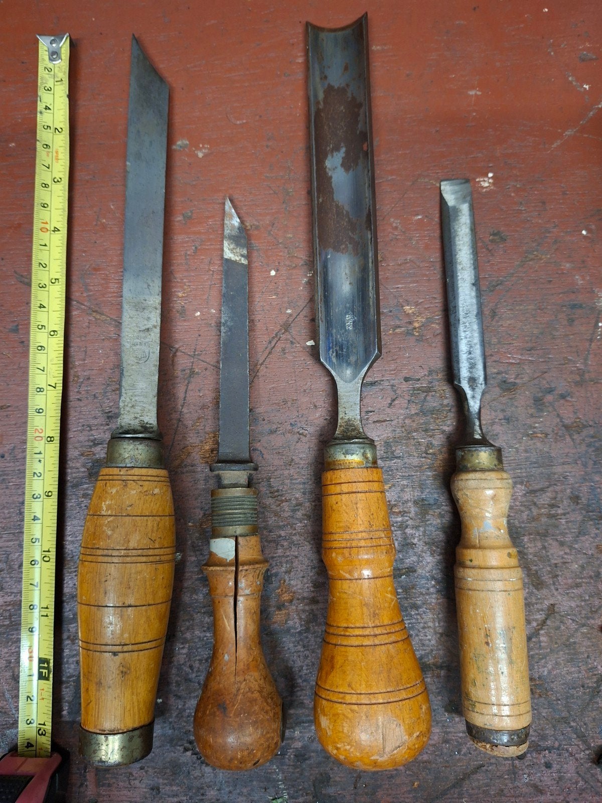 Set van 4 Oude grote Beitels - Diverse Maten, Antiek en Kunst, Ophalen of Verzenden