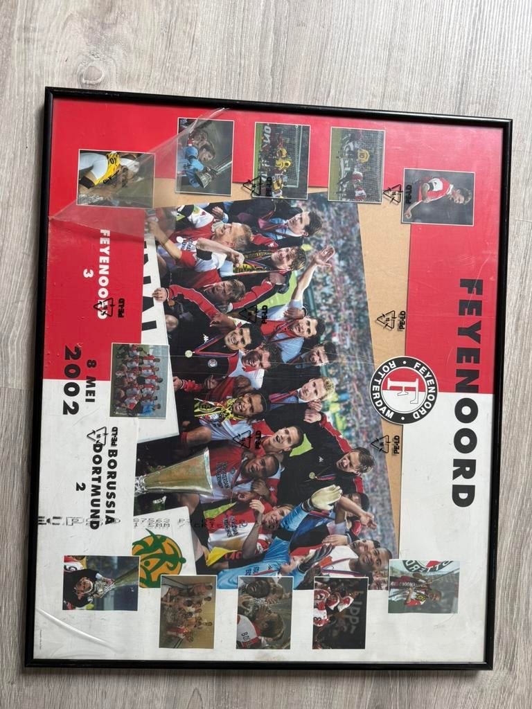 Originele feyenoord uefacup finale fotolijst, Ophalen, Zo goed als nieuw, Hout, Minder dan 50 cm