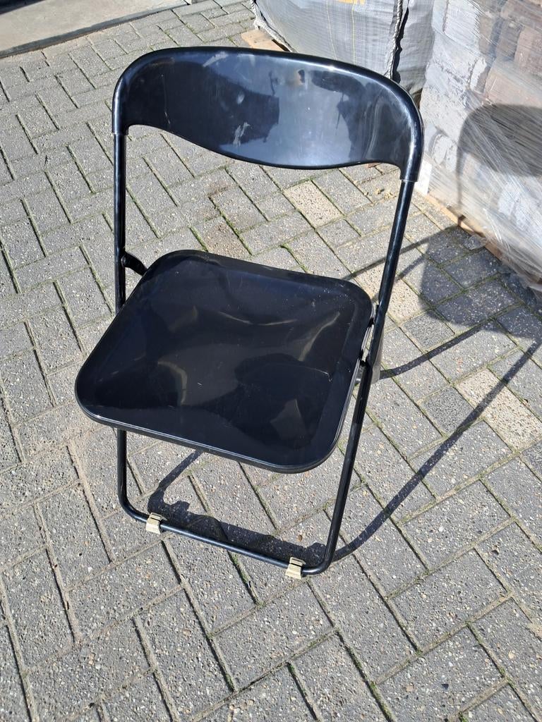 Vintage klapstoel, zwart., Gebruikt, Zwart, Vintage, Ophalen of Verzenden